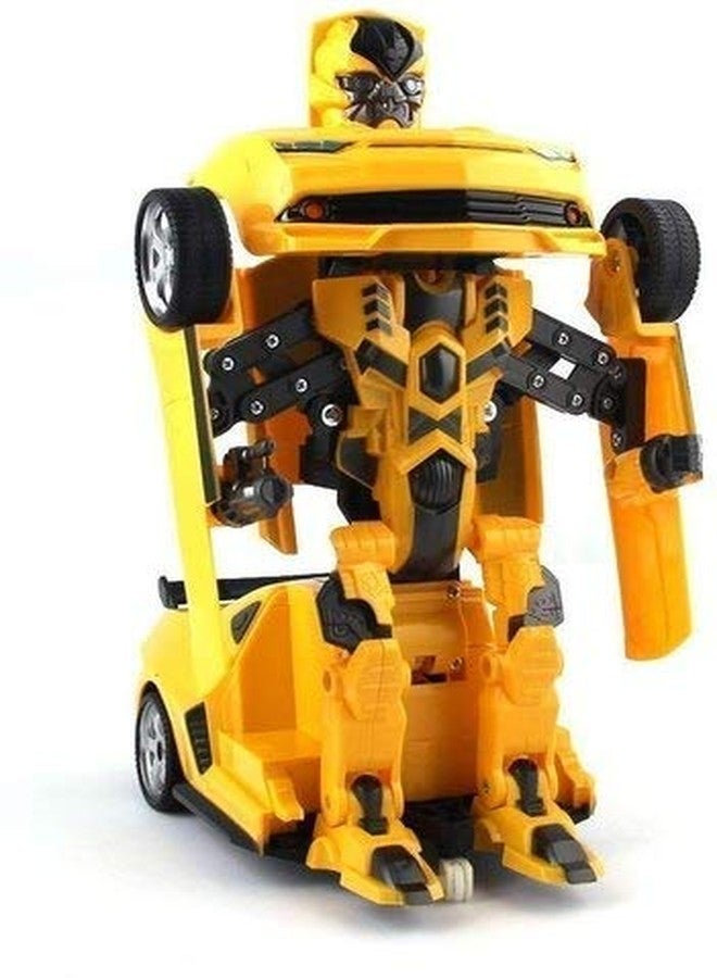 Vakra® 2 in 1 Transforming Robot Car Toy for Kids | Automatic Convertible Car to Robot with Lights & Sound for Boys & Girls (Yellow) - Image 1